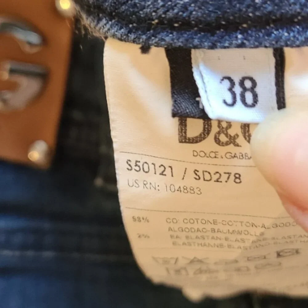 DOLCE & GABBANA STRETCH SKINNY JEANS ZIP ANKLE HIGH RISE LEATHER LOGO PATCH 38 - Picture 11 of 11